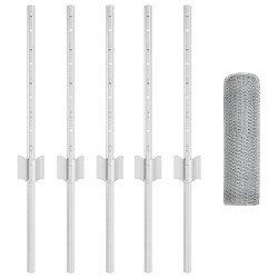 Poteaux de Clôture 5 pcs U-Channel 40 cm Acier Galvanisé 