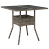 Table de jardin dessus en verre gris 80x80x75 cm résine tressée 