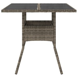 Table de jardin dessus en verre gris 80x80x75 cm résine tressée 