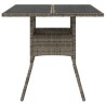 Table de jardin dessus en verre gris 80x80x75 cm résine tressée 