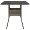 Table de jardin dessus en verre gris 80x80x75 cm résine tressée 