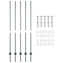 Poteaux de Clôture 5 pcs U-Channel Verts 150 cm Acier 
