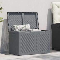 Boîte de rangement de jardin gris PP rotin 180 L 