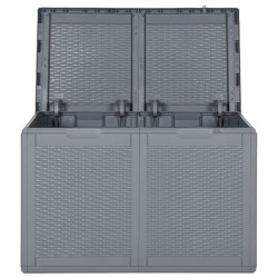 Boîte de rangement de jardin gris PP rotin 180 L 