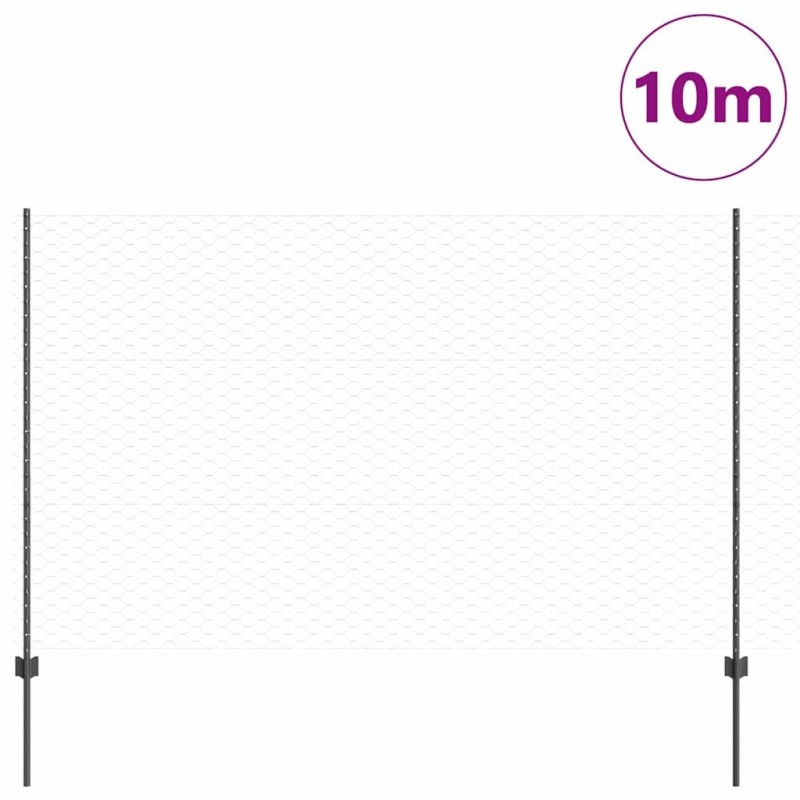 Poteaux de clôture 10 pcs U-Channel Gris 150 cm Acier 