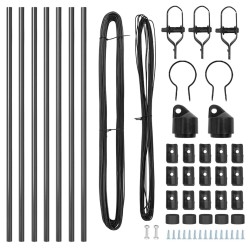 Ensemble de poteaux de clôture 7 pcs Gris Ø32mm 100 cm Métal 