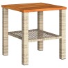 Table de jardin beige 40x40x42 cm résine tressée et bois acacia 