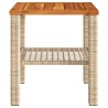 Table de jardin beige 40x40x42 cm résine tressée et bois acacia 