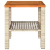 Table de jardin beige 40x40x42 cm résine tressée et bois acacia 