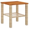 Table de jardin beige 40x40x42 cm résine tressée et bois acacia 