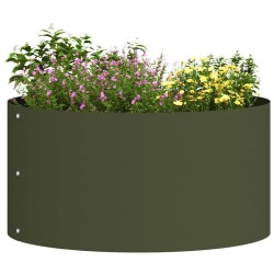 Pot de fleurs vert olive Vert olive Métal Moyen Durable 