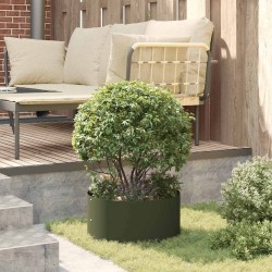 Pot de fleurs vert olive Vert olive Métal Moyen Durable 