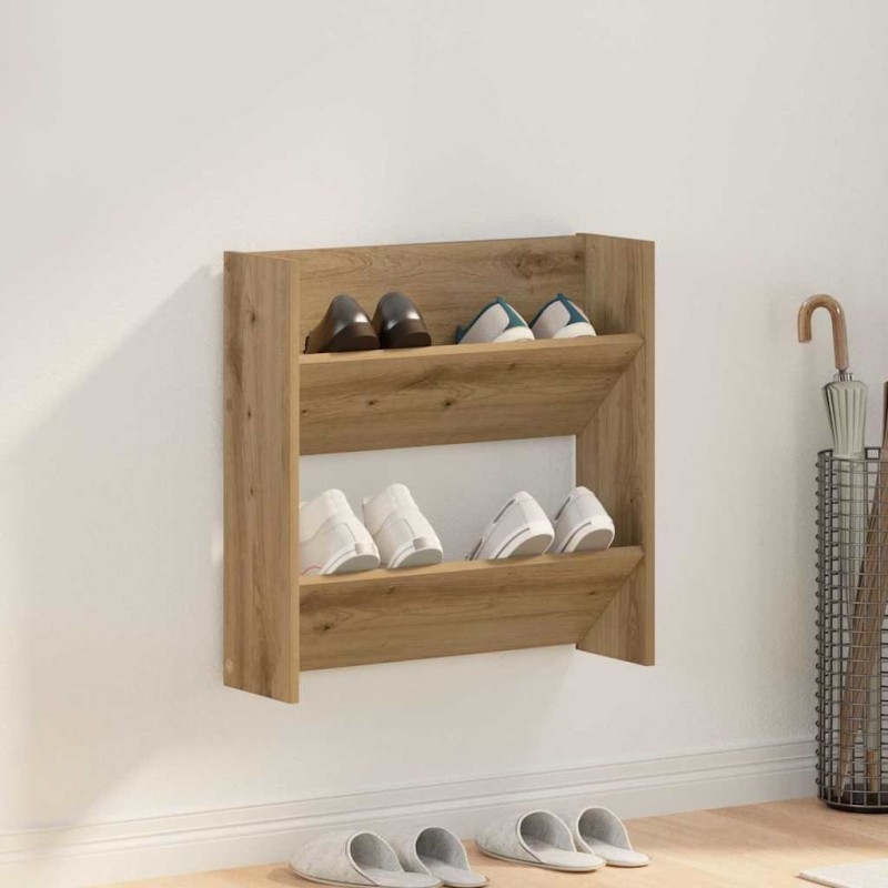 Cabinets à chaussures muraux chêne artisanal 60 x 18 x 60 cm 