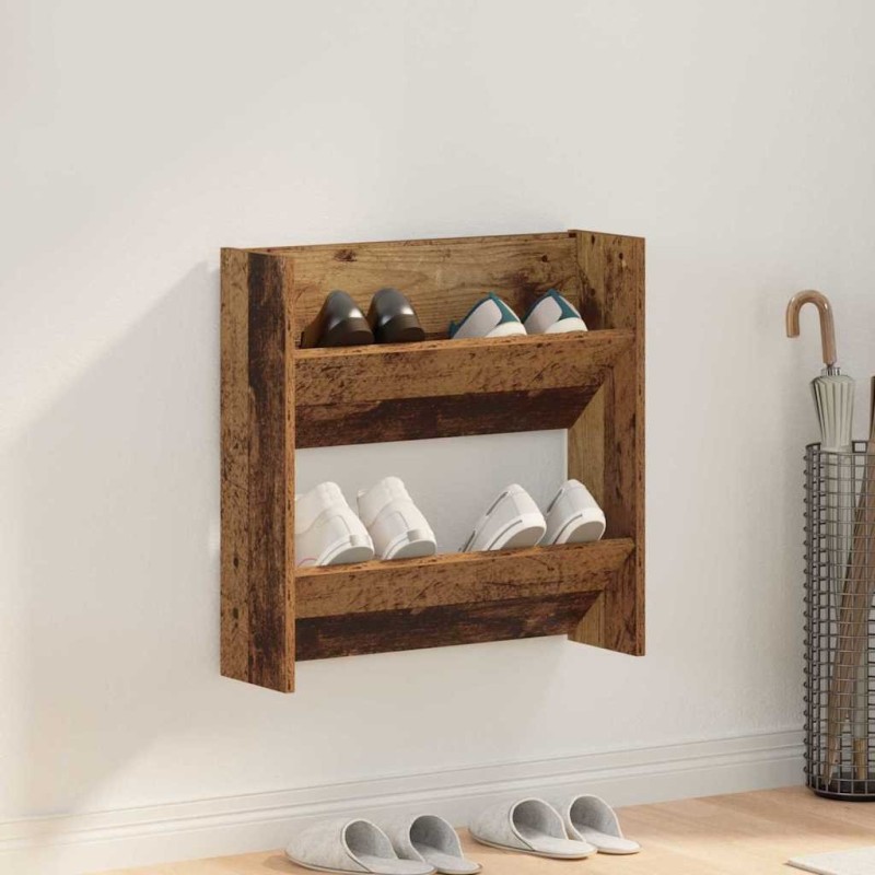 Cabinets à chaussures muraux Vieux bois 60 x 18 x 60 cm 