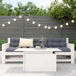 Table de jardin blanc 100x50x75 cm bois massif de pin 