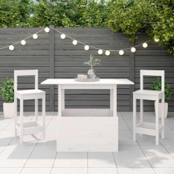 Table de jardin blanc 100x50x75 cm bois massif de pin 
