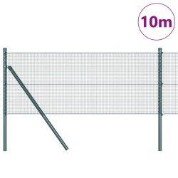 Clôture en Fil Soudé avec 7 Poteaux Vert 0,8x10 m Acier 