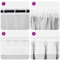 Rideaux avec des rideaux 2 pcs Gris pâle 260 x 140 cm Polyester 