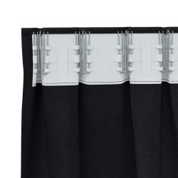 Rideaux avec des rideaux 2 pcs Noir 260 x 140 cm Polyester 