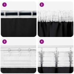 Rideaux avec des rideaux 2 pcs Noir 260 x 140 cm Polyester 