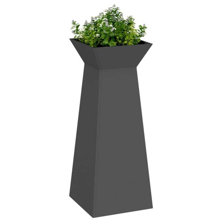 Porte-plante colonne avec bol noir, dimensions 40x40x100 cm, en acier. 