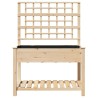 Jardinière avec treillis et étagère 115x59x152 cm en bois massif de sapin 