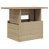 Table de jardin beige 100x55x73cm résine tressée et bois acacia 