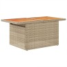 Table de jardin beige 100x55x73cm résine tressée et bois acacia 