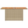 Table de jardin beige 100x55x73cm résine tressée et bois acacia 
