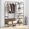 Porte-vêtements avec étagères Vieux bois 120x44x160 cm Bois d'ingénierie 