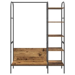 Porte-vêtements avec étagères Vieux bois 120x44x160 cm Bois d'ingénierie 