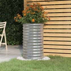 Jardinière de jardin Acier enduit de poudre 40x40x68 cm Argenté 