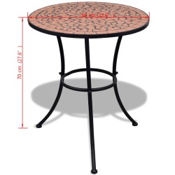 Table de bistro Terre cuite 60 cm Mosaïque 