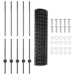 Clôture Euro avec 10 U posts gris 1,2x10 m en acier 