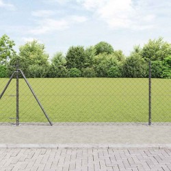 Jeu de Poteaux de Clôture Argent 10 x 0.8 m Acier galvanisé 