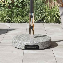 Base de parasol ronde sur roulettes en granit gris de 29 kg avec poignée. 