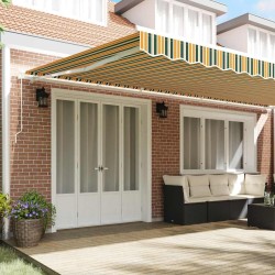 Tissu de Remplacement pour Auvent pour Cadre de 6x3.5 m Vert et Jaune 