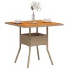 Table de jardin beige 80x80x75 cm résine tressée et bois acacia 