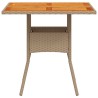 Table de jardin beige 80x80x75 cm résine tressée et bois acacia 