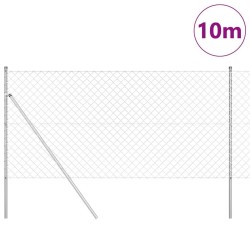 Clôture en Chaîne avec Panneaux Argent 1 x 10 m Acier 