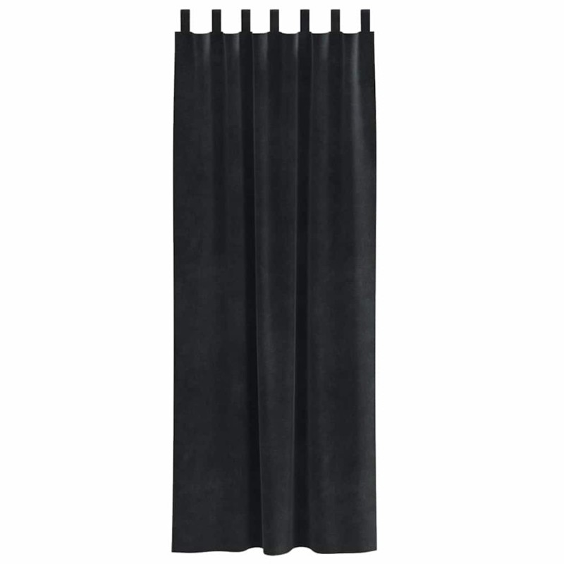 Rideaux opaques avec des boucles, 2 pièces en velours noir 