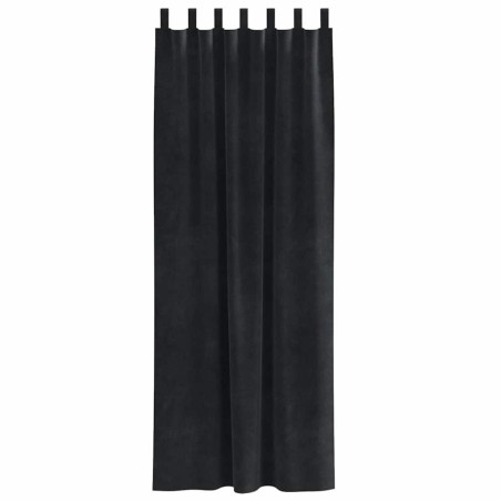 Rideaux opaques avec des boucles, 2 pièces en velours noir 