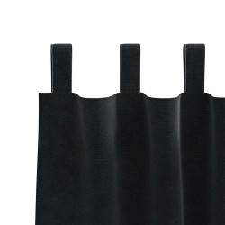 Rideaux opaques avec des boucles, 2 pièces en velours noir 