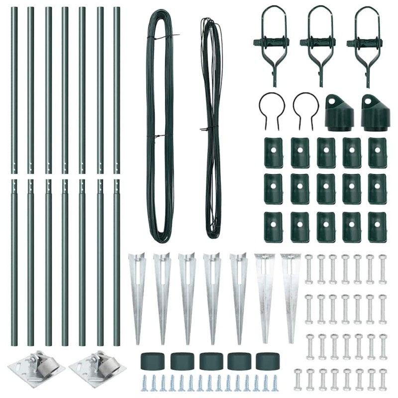 Ensemble de poteaux de clôture 7 pcs Vert Ø32mm 160 cm Métal 