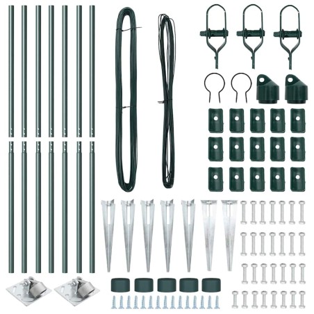 Ensemble de poteaux de clôture 7 pcs Vert Ø32mm 160 cm Métal 