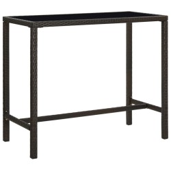 Table de bar de jardin Marron 130x60x110cm Résine tressée verre 