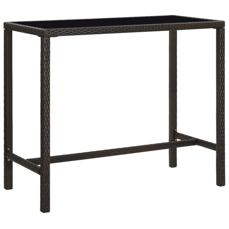 Table de bar de jardin Marron 130x60x110cm Résine tressée verre 