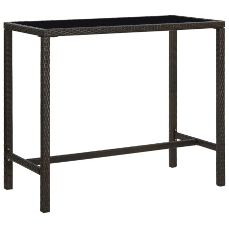 Table de bar de jardin Marron 130x60x110cm Résine tressée verre 
