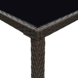 Table de bar de jardin Marron 130x60x110cm Résine tressée verre 