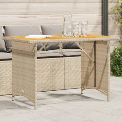 Table de jardin avec dessus en bois noir 110x68x70 cm rotin 